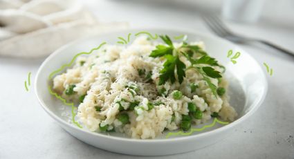 Receta vegetariana: risotto de guisantes y queso colmado de sabor