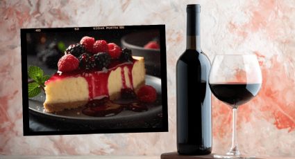 Aprovecha tus sobrantes de vino tinto para hornear este cheesecake de 7 ingredientes