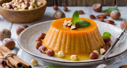 Postre de otoño: Flan de boniato con un toque de canela y avellana