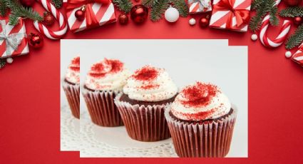 Disfruta tu cena de Navidad con estos ricos cupcakes de red velvet fáciles de preparar
