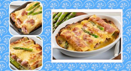 Receta fácil: Prepara estos canelones de pan rellenos de jamón y espárragos cubiertos con bechamel