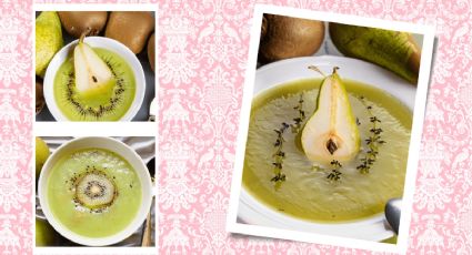 Postre con hierbas aromáticas: Deléitate con la sopa de kiwi al tomillo con pera avainillada
