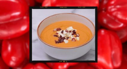 ¿Te sobró pan duro? Así puedes preparar un salmorejo con pimientos asados