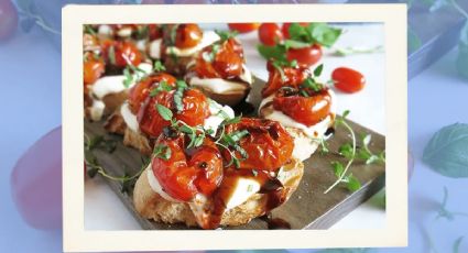 ¡Snack saludable! El mejor crostini de tomate, albahaca y queso mozzarella